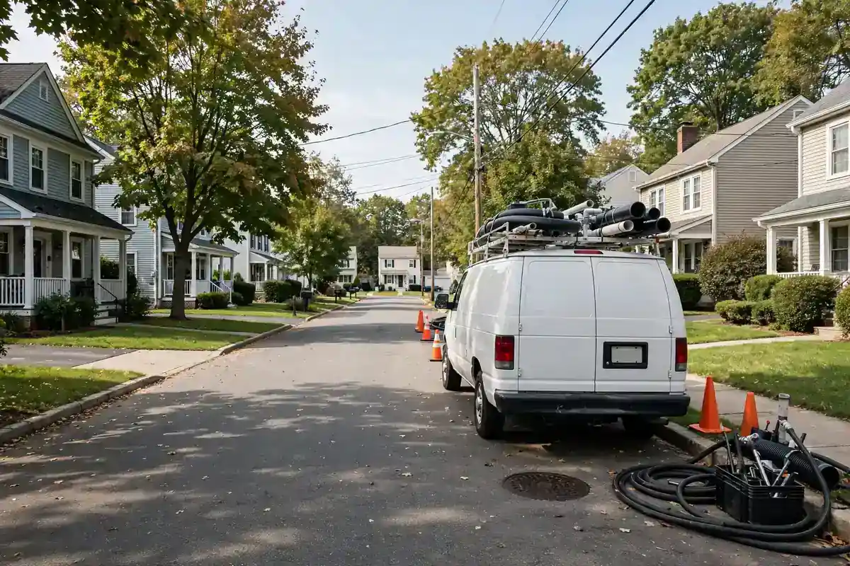 Trabajo de reparación de líneas de alcantarillado en South Amboy, Nueva Jersey