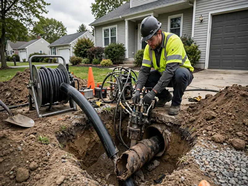 Pipe bursting sewer lateral replacement in Avenel, NJ