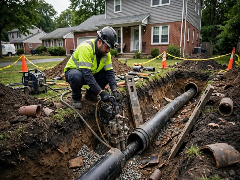 Pipe bursting sewer lateral replacement in Carteret, NJ