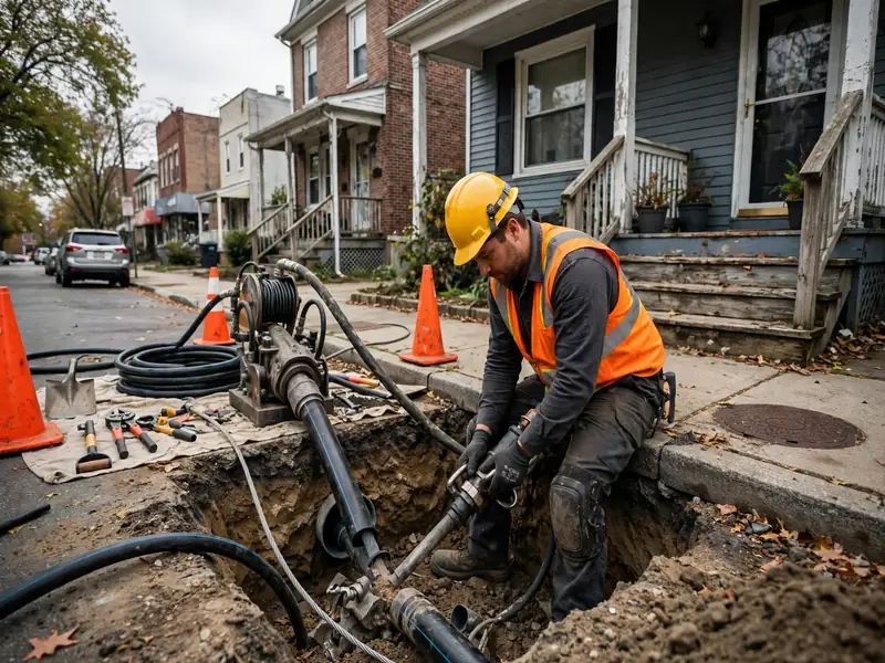 Pipe bursting sewer lateral replacement in Downtown Perth Amboy, NJ