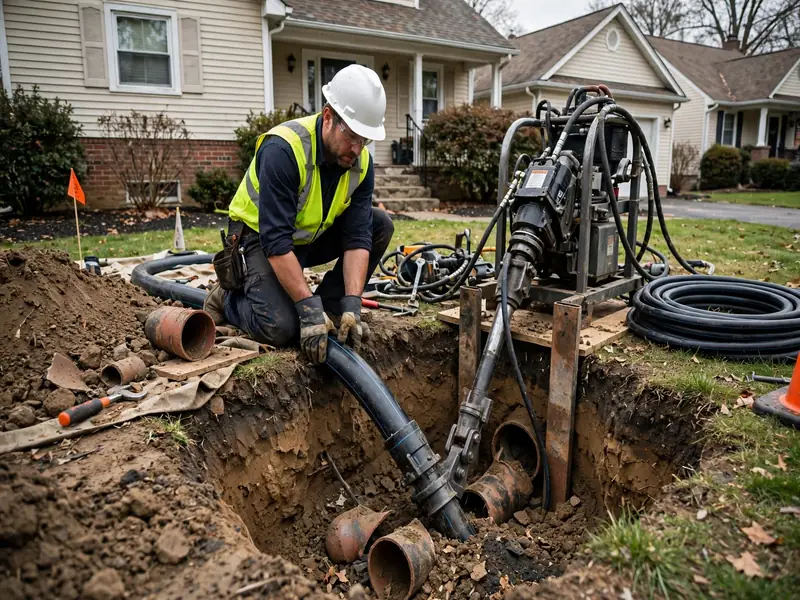 Pipe bursting sewer lateral replacement in Fords, NJ
