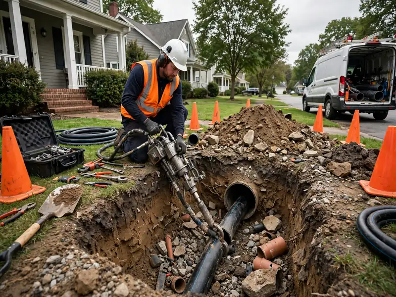 Pipe bursting sewer lateral replacement in Hall Avenue, NJ