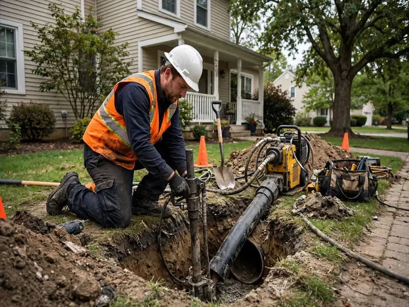 Pipe bursting sewer lateral replacement in Iselin, NJ