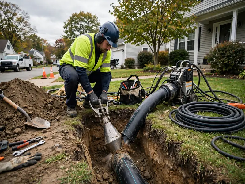 Pipe bursting sewer lateral replacement in Keasbey, NJ