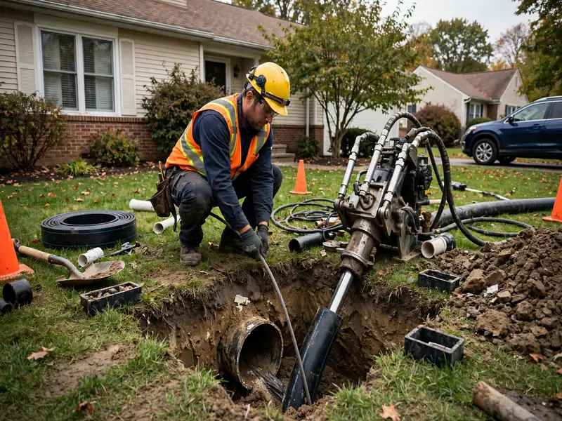 Pipe bursting sewer lateral replacement in Port Reading, NJ