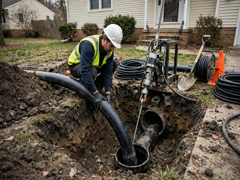 Pipe bursting sewer lateral replacement in South Amboy, NJ