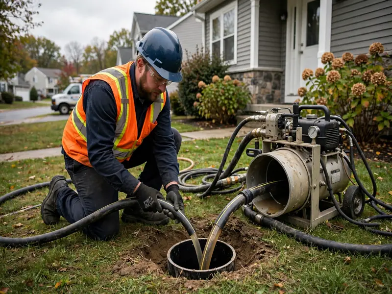 Sectional trenchless pipe lining repairing a PVC lateral joint in Harbortown, Perth Amboy NJ