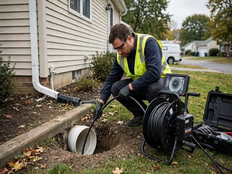 Sewer camera inspection of a lateral line in Amboy Avenue, NJ