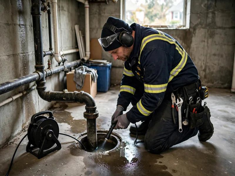 Sewer leak detection technician inspecting a sewer lateral in Avenel, NJ