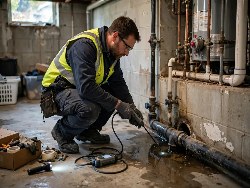 Sewer leak detection technician inspecting a sewer lateral in Port Reading, NJ