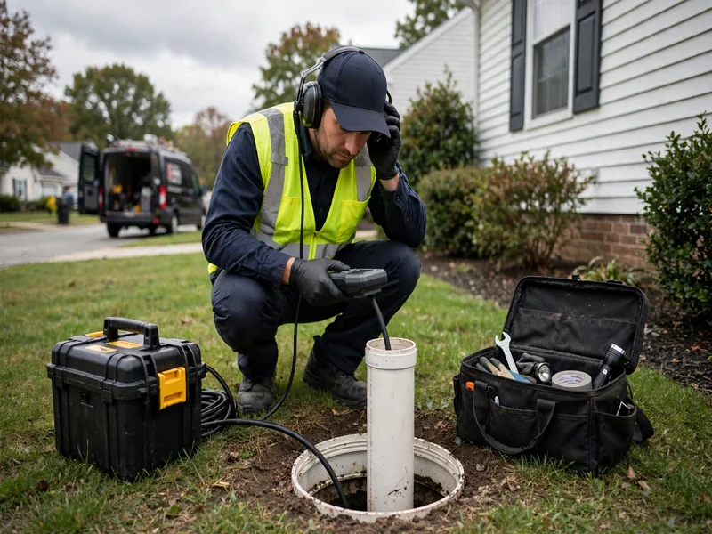 Sewer leak detection technician inspecting a sewer lateral in South Amboy, NJ
