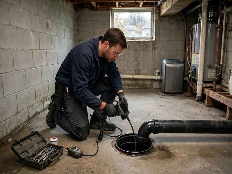 Sewer leak detection technician inspecting a sewer lateral in Spa Springs, NJ