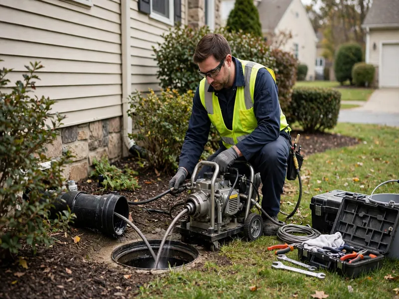 Sewer lateral cleaning for a postwar ranch home in Colonia NJ
