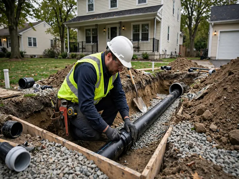 Sewer line installation work in Amboy Avenue, NJ