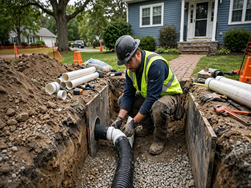 Sewer line installation work in Avenel, NJ
