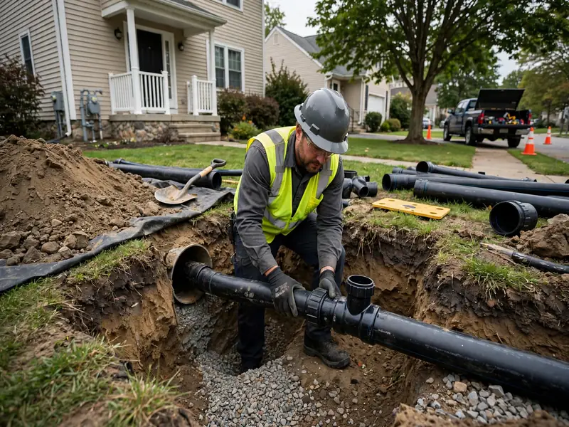 Sewer line installation work in Chickentown, NJ