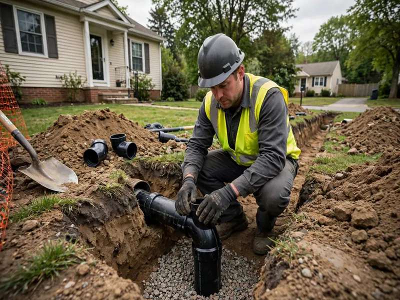 Sewer line installation work in Colonia, NJ