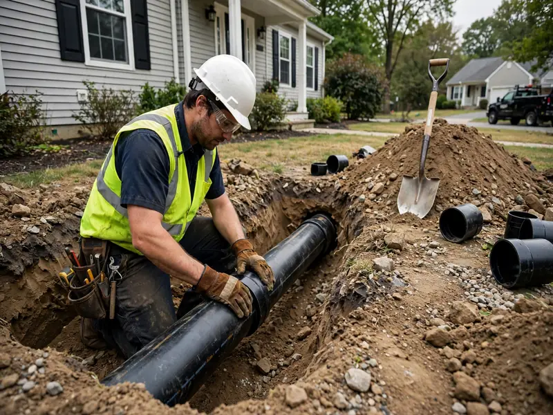 Trabajo de instalación de línea de alcantarillado en Edison, NJ