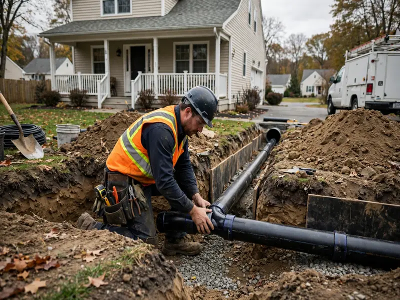 Trabajo de instalación de línea de alcantarillado en Maurer, NJ
