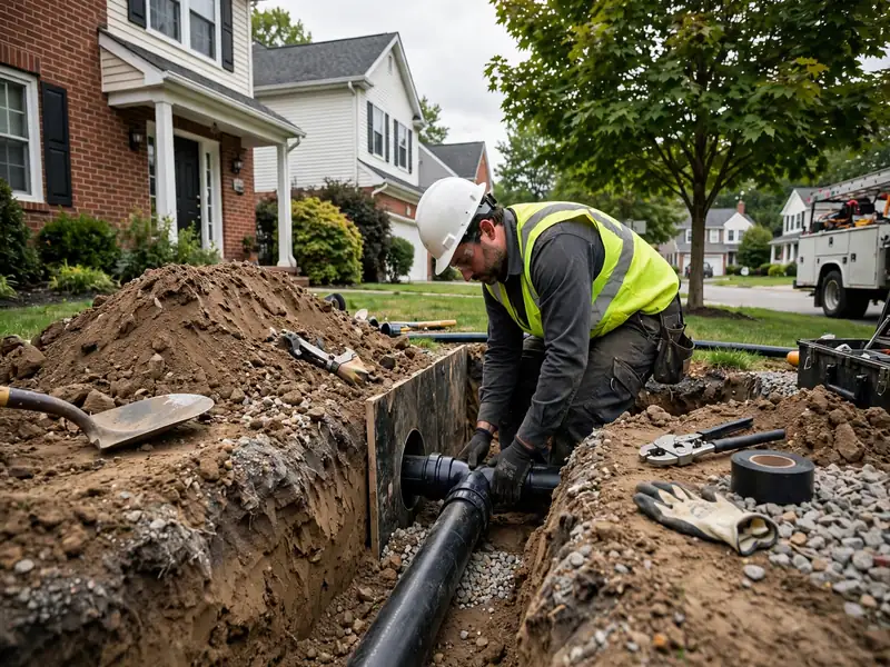 Sewer line installation work in Metuchen, NJ