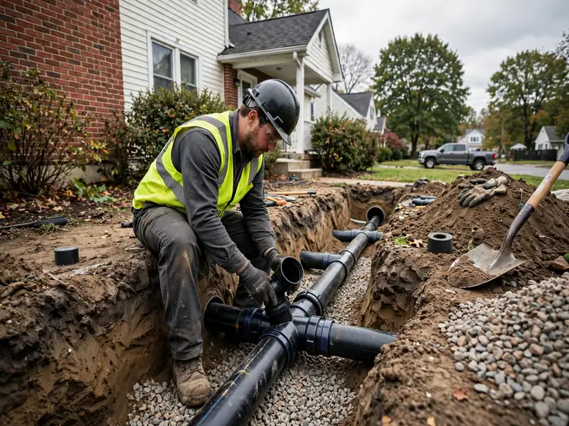 Sewer line installation work in Rahway, NJ