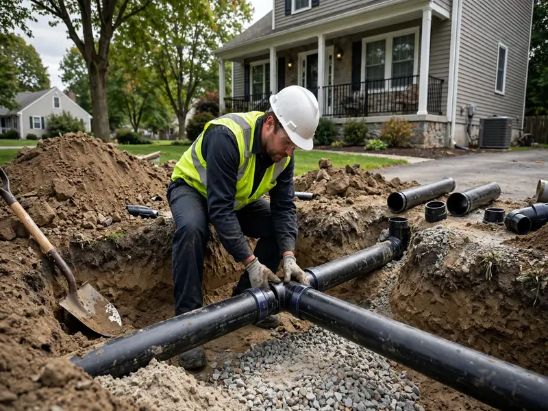 Trabajo de instalación de línea de alcantarillado en Sayreville, NJ