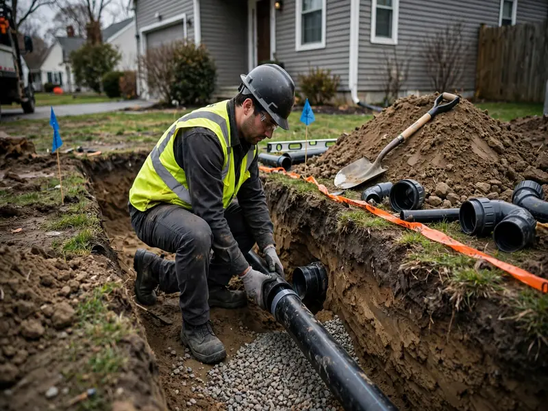Trabajo de instalación de línea de alcantarillado en Sewaren, NJ