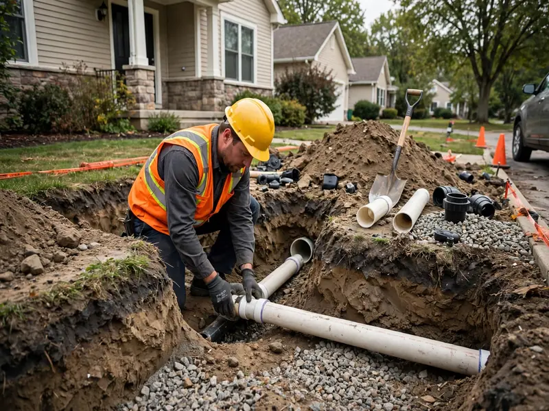 Sewer line installation work in Woodbridge, NJ