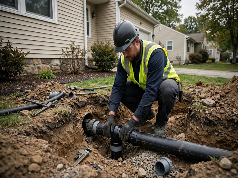 Sewer line replacement with watertight HDPE pipe in Carteret NJ near the Arthur Kill