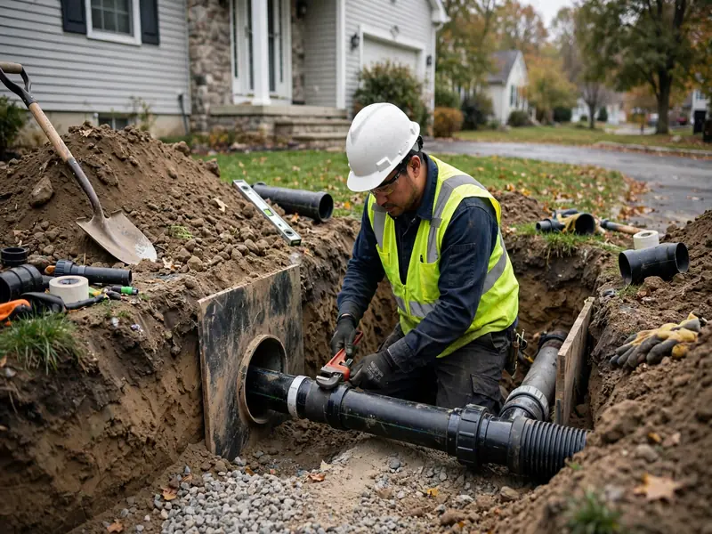Sewer line replacement for an older home with mature trees in Chickentown, Perth Amboy NJ