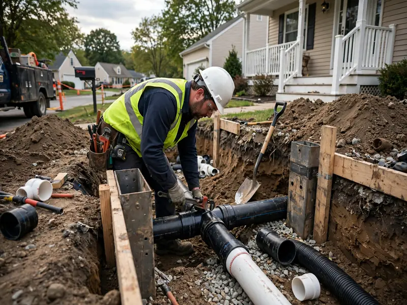 Sewer line replacement across multi-era housing in Edison NJ 08837