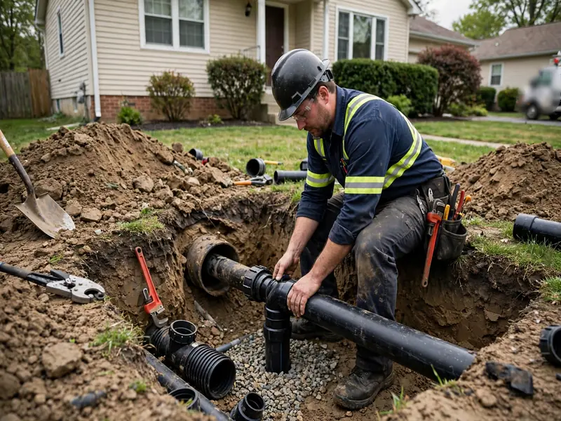 Sewer line replacement on an older colonial home in Fords NJ