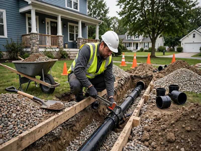 Trenchless sewer line replacement on a narrow lot in the Hall Avenue neighborhood, Perth Amboy NJ
