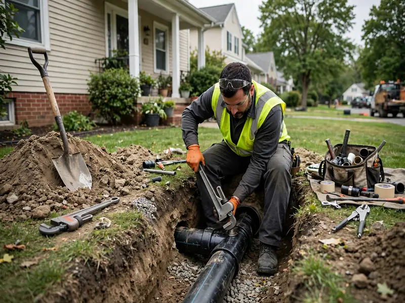 Sewer line replacement near Victorian-era homes in Metuchen NJ