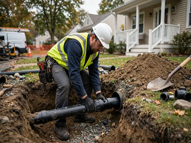 Trenchless sewer line replacement on a historic downtown block in Rahway NJ