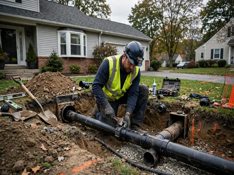 Sewer line replacement on historic Main Street in Woodbridge NJ 07095