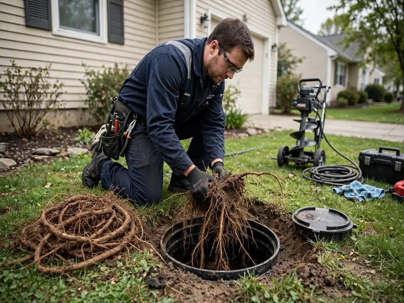 Tree root removal from sewer line in Colonia, NJ