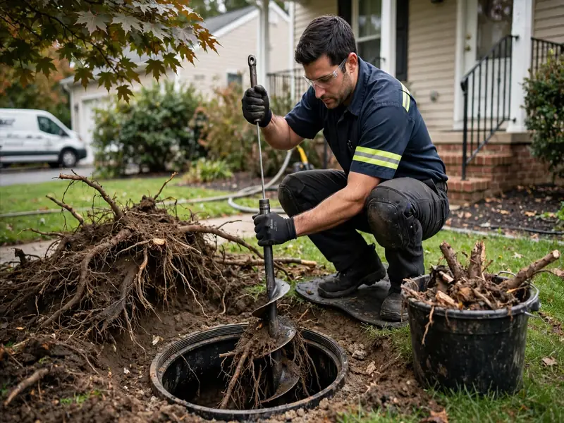Tree root removal from sewer line in Iselin, NJ