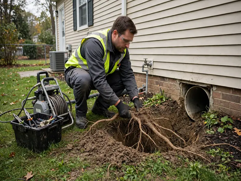 Tree root removal from sewer line in Keasbey, NJ