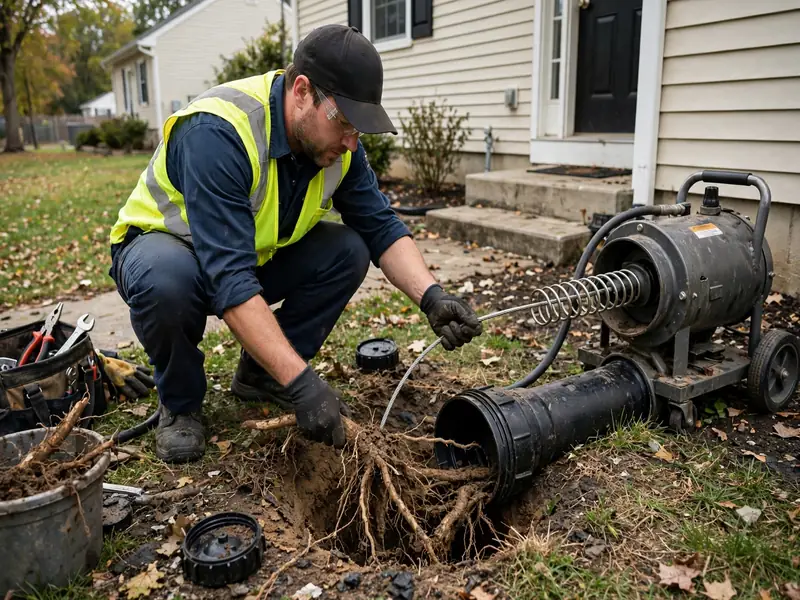 Tree root removal from sewer line in Port Reading, NJ