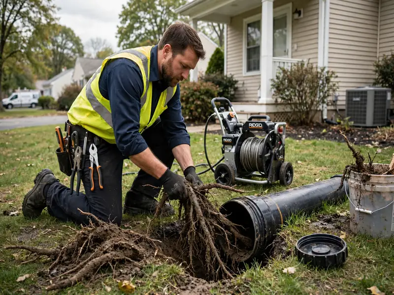 Tree root removal from sewer line in Sayreville, NJ