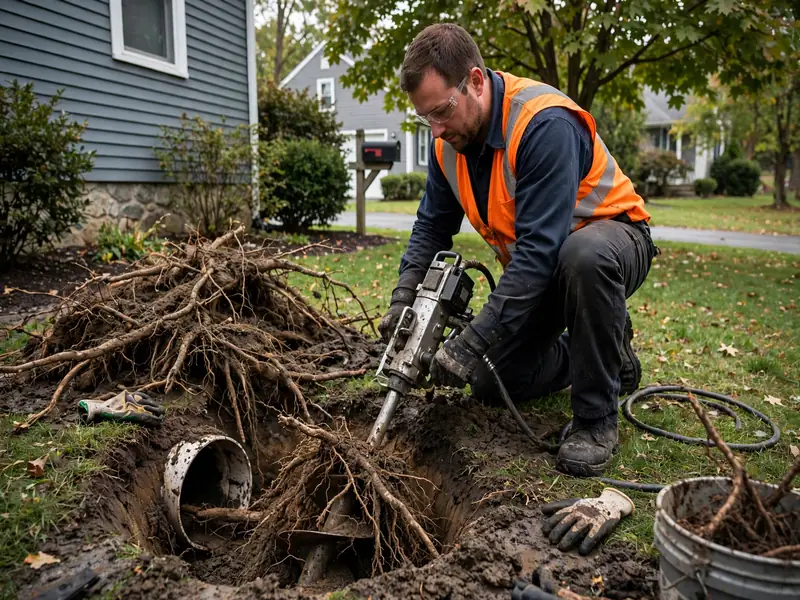 Tree root removal from sewer line in South Amboy, NJ