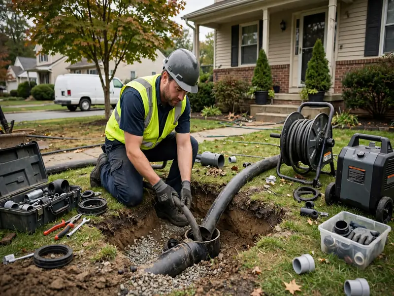 Reemplazo de tubería lateral de alcantarillado sin excavación en una casa colonial antigua en Fords NJ