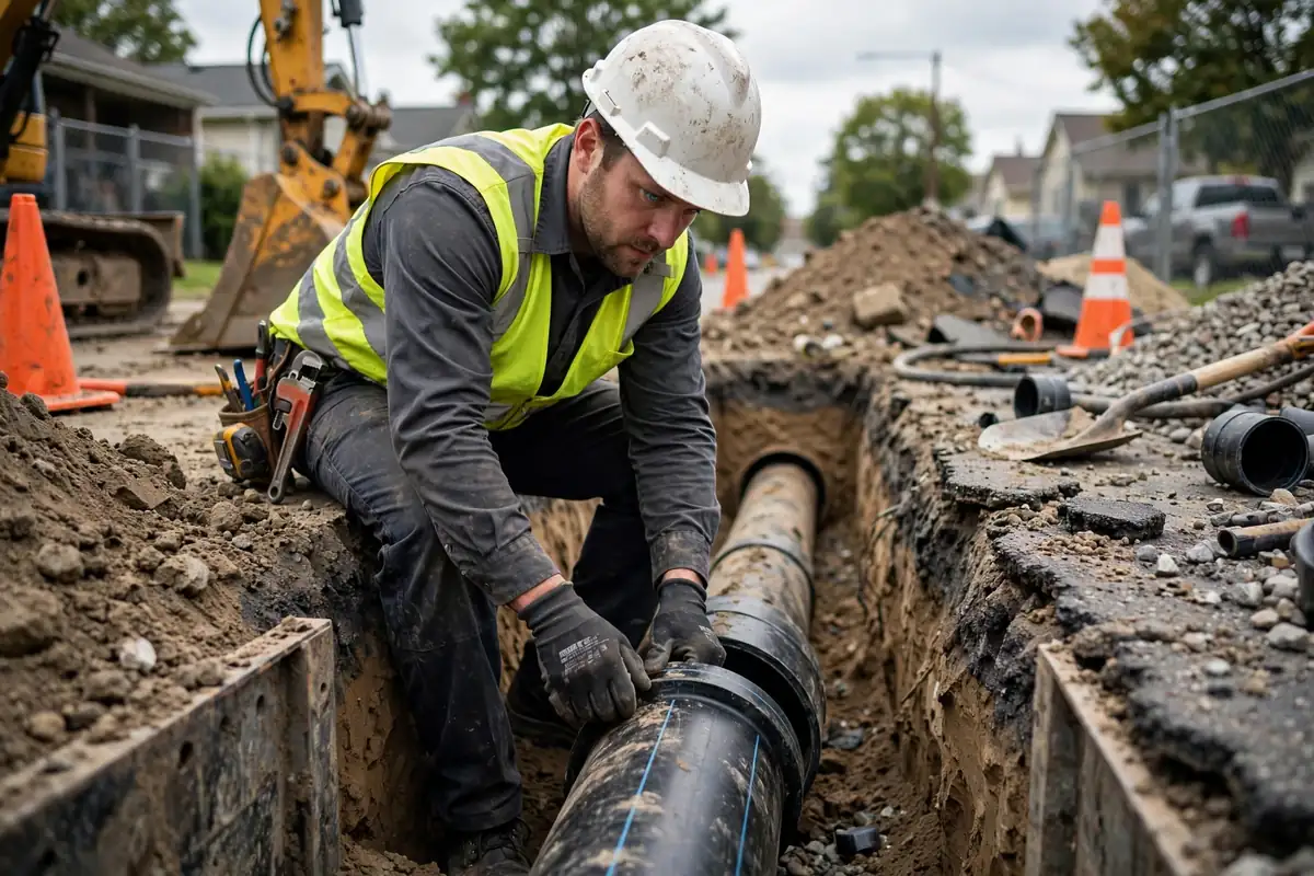 Trenchless pipe bursting sewer line replacement in Perth Amboy NJ